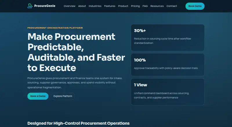 The ProcureGenie homepage