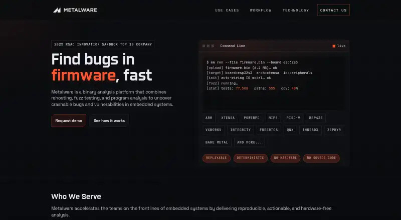 The Metalware homepage