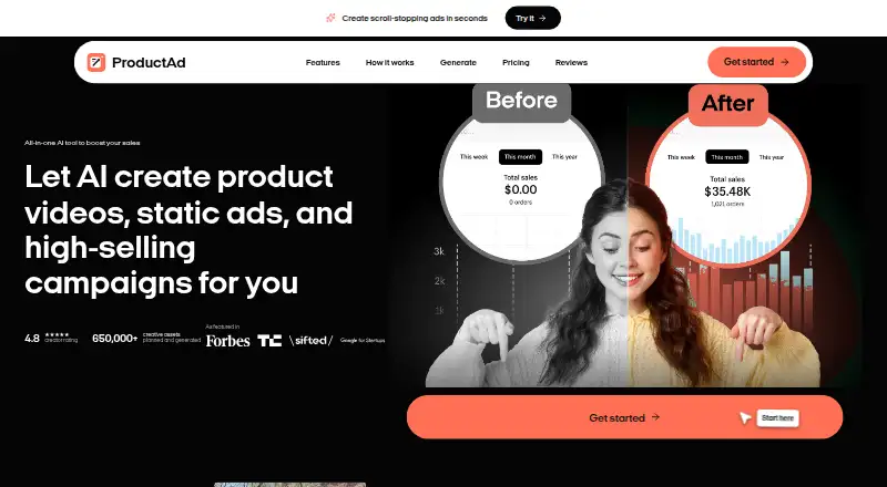 The ProductAd homepage