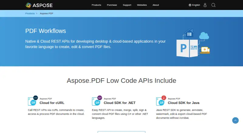 The Aspose.PDF Cloud homepage