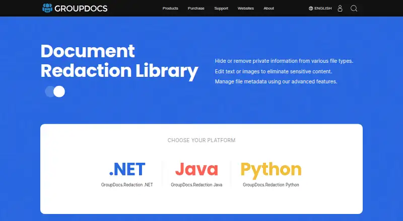 The GroupDocs.Redaction homepage