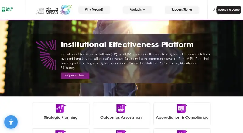 The MEDAD Institutional Effectiveness Platform homepage