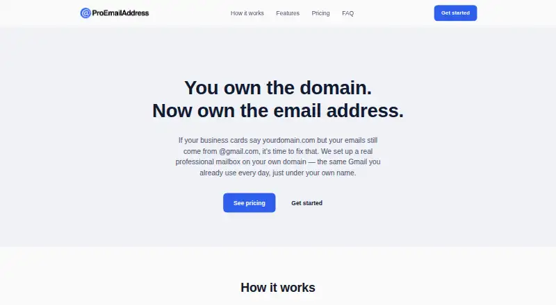 The ProEmailAddress homepage