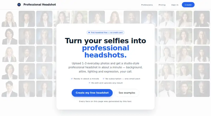 The Professional Headshot homepage