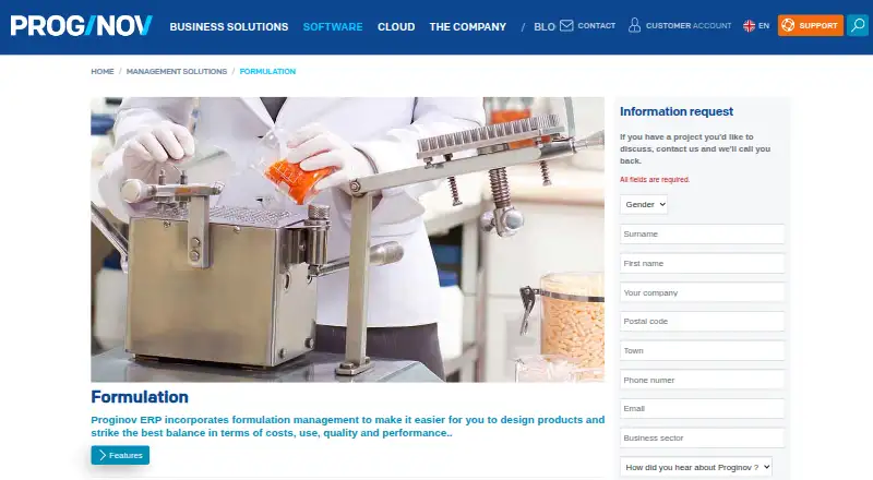 The Proginov ERP homepage