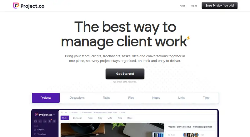 The Project.co homepage