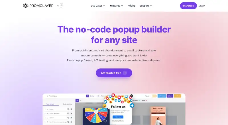 The Promolayer homepage