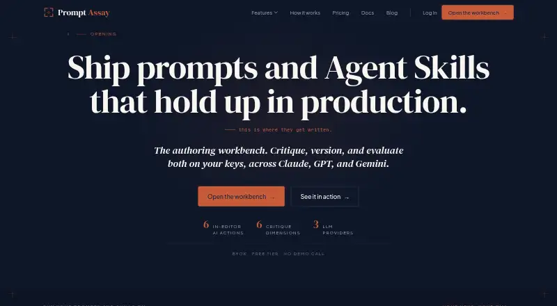 The Prompt Assay homepage