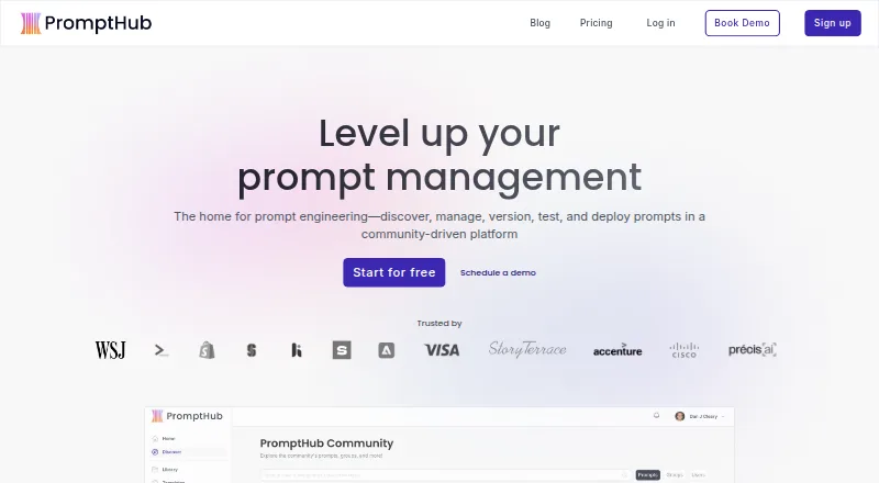 The PromptHub homepage