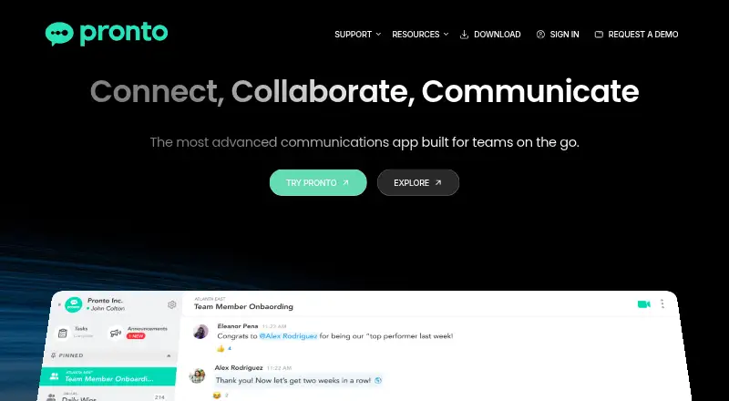 The Pronto homepage