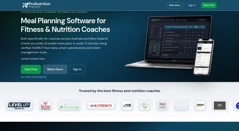 The Pro Nutrition Planner homepage