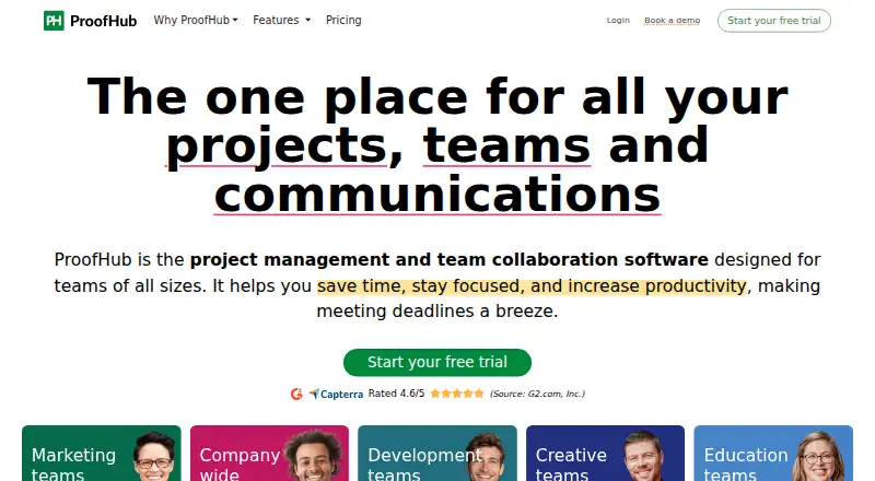 The ProofHub homepage
