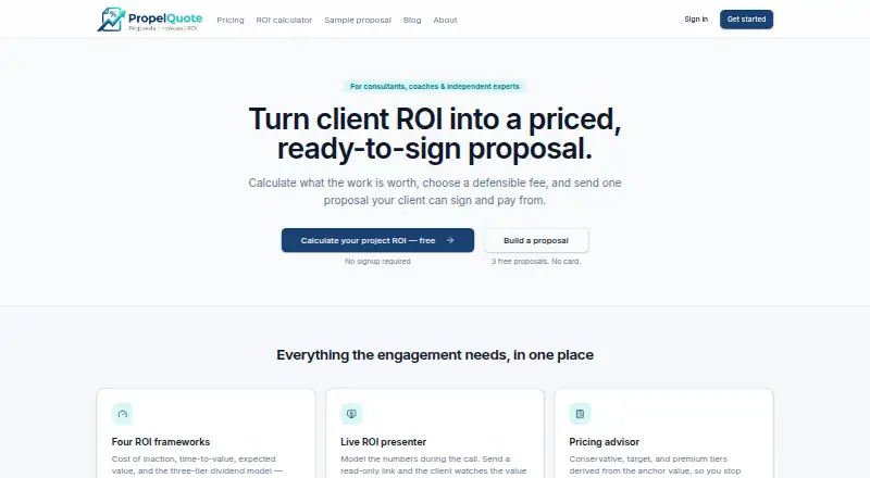 The PropelQuote homepage