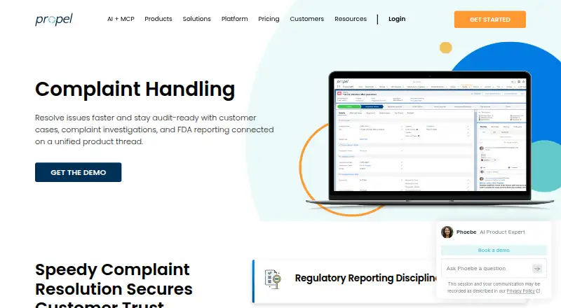 The Propel Complaint Handling homepage