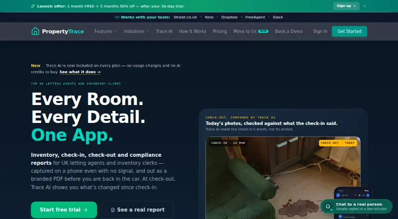 The PropertyTrace homepage