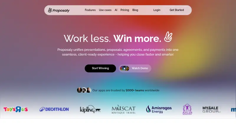The Proposaly homepage