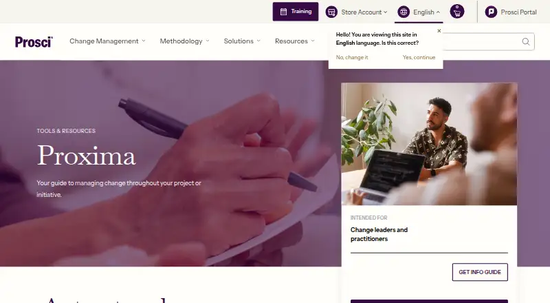 The Prosci Proxima homepage
