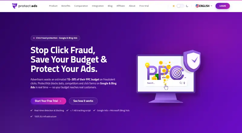 The Protect Ads homepage