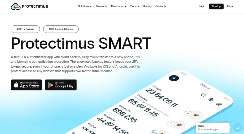 The Protectimus SMART homepage