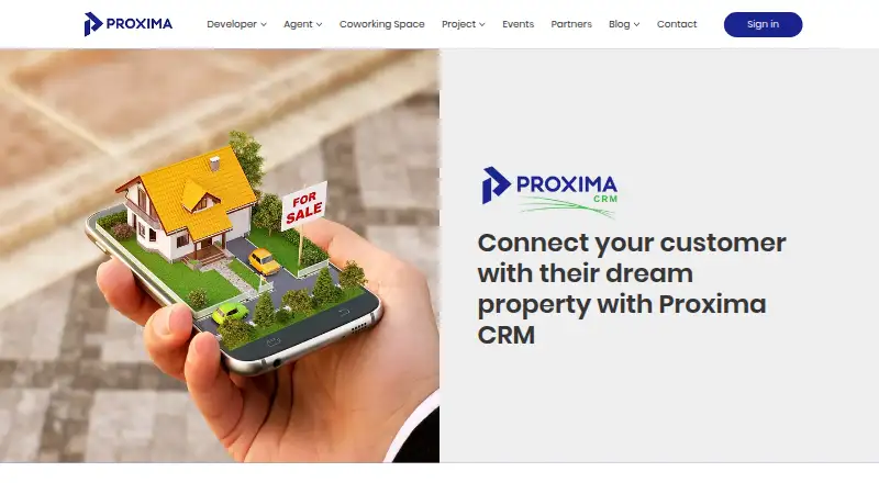 The Proxima CRM homepage