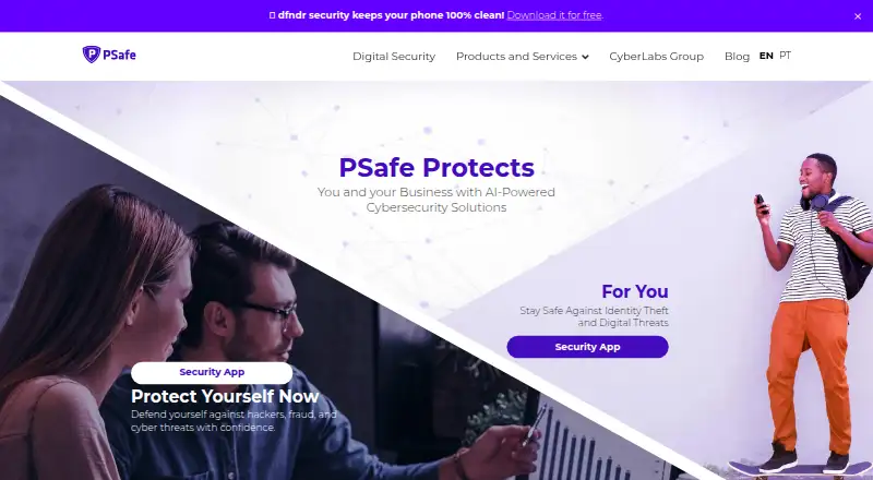 The dfndr security homepage