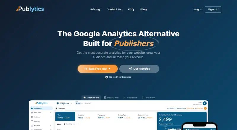 The Publytics homepage