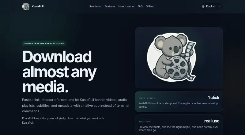 The KoalaPull homepage