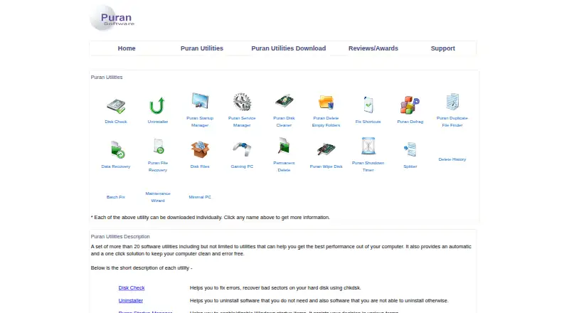 The Puran Utilities homepage