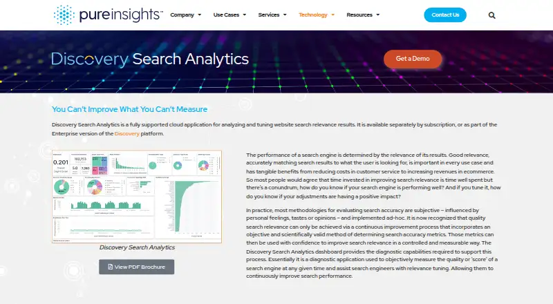 The Discovery Search Analytics homepage