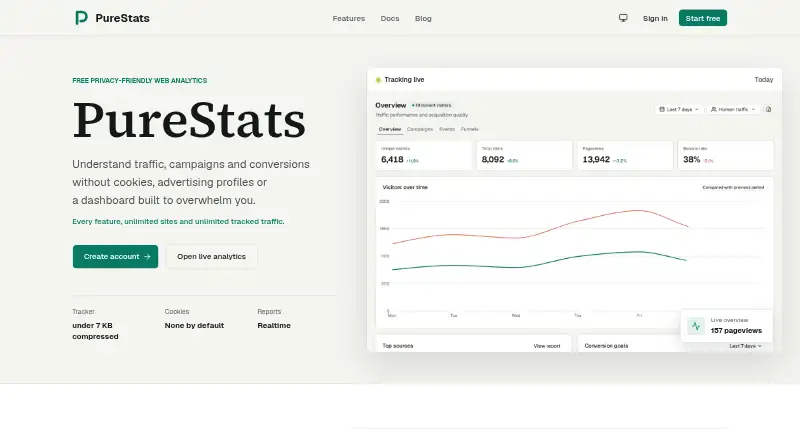 The PureStats homepage