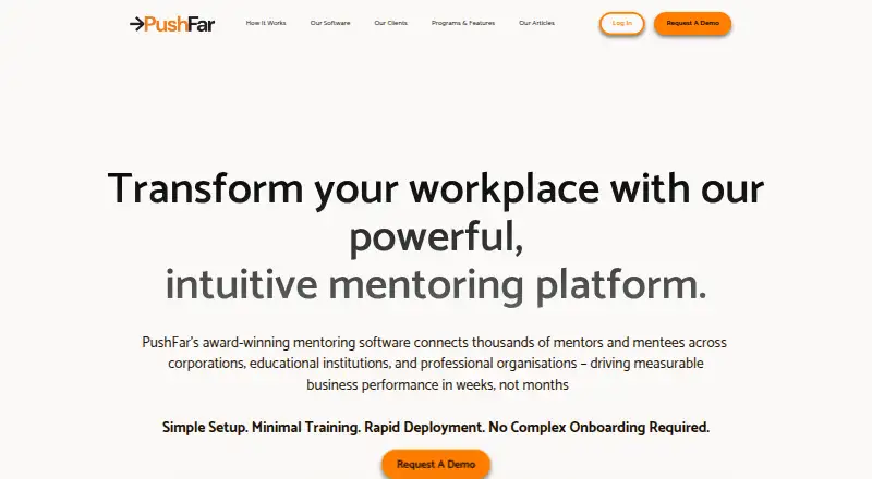 The PushFar homepage