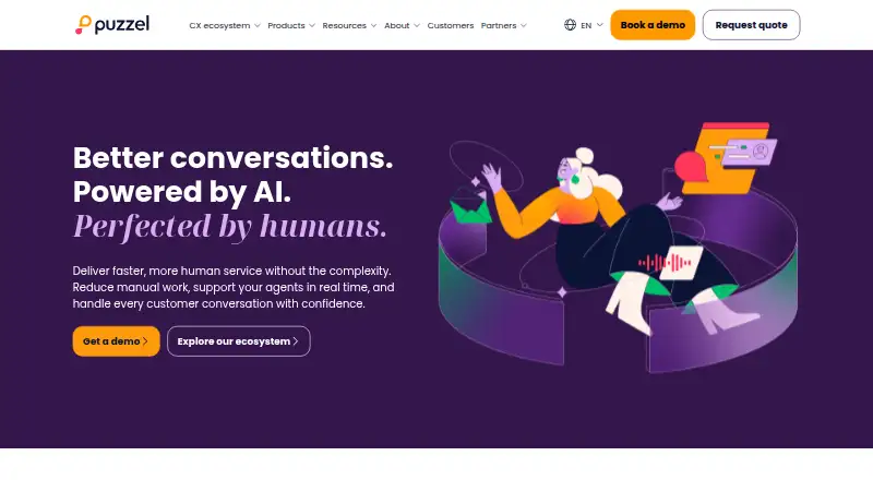 The Puzzel Customer Service Platform homepage