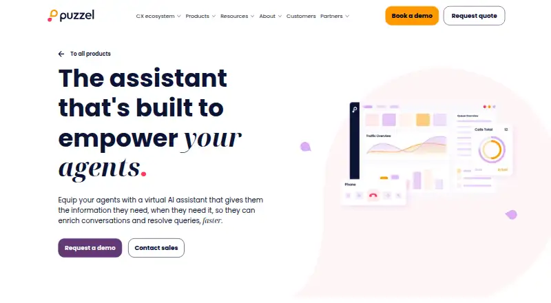 The Puzzel Advanced Agent Assist homepage