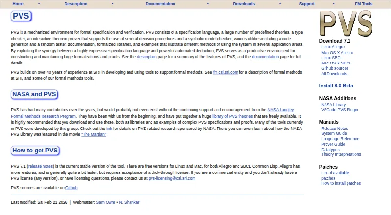 The PVS homepage