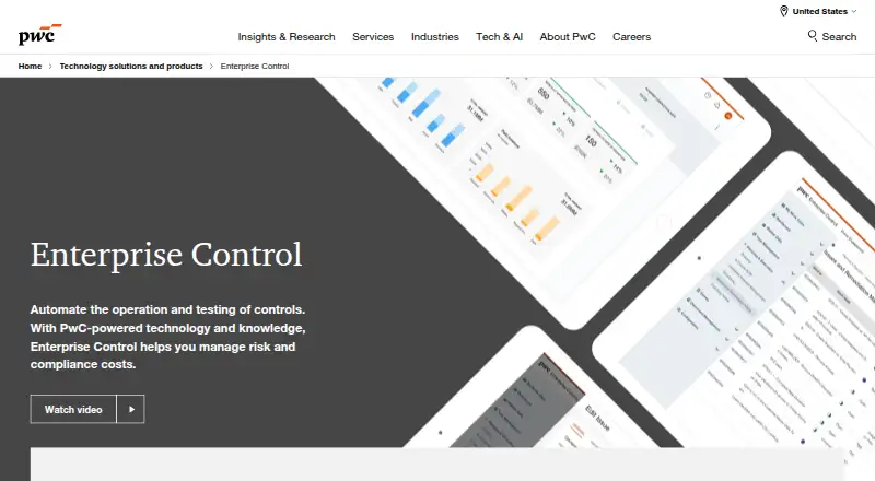 The PwC Enterprise Control homepage