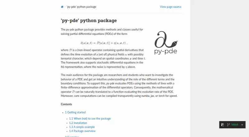 The py-pde homepage