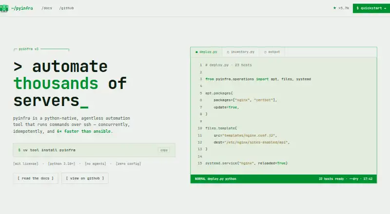 The pyinfra homepage