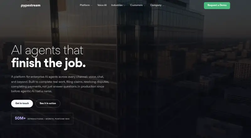 The Pypestream homepage