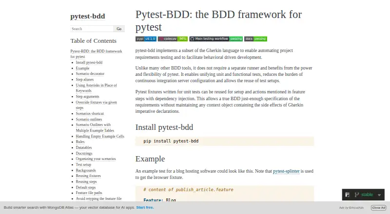 The pytest-bdd homepage