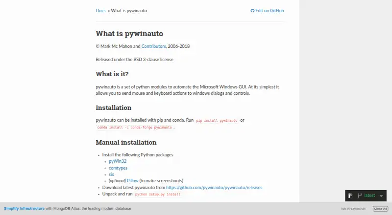 The pywinauto homepage