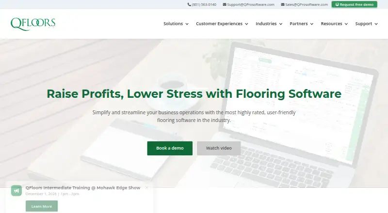 The QFloors homepage