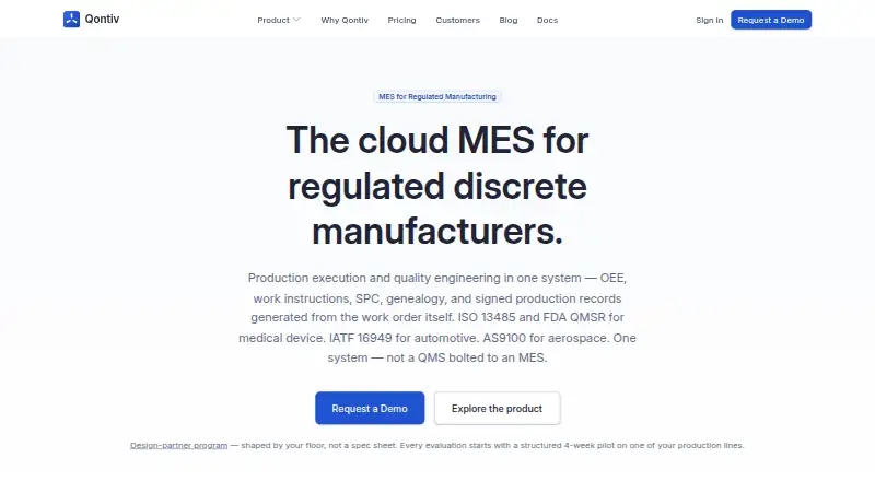 The Qontiv homepage