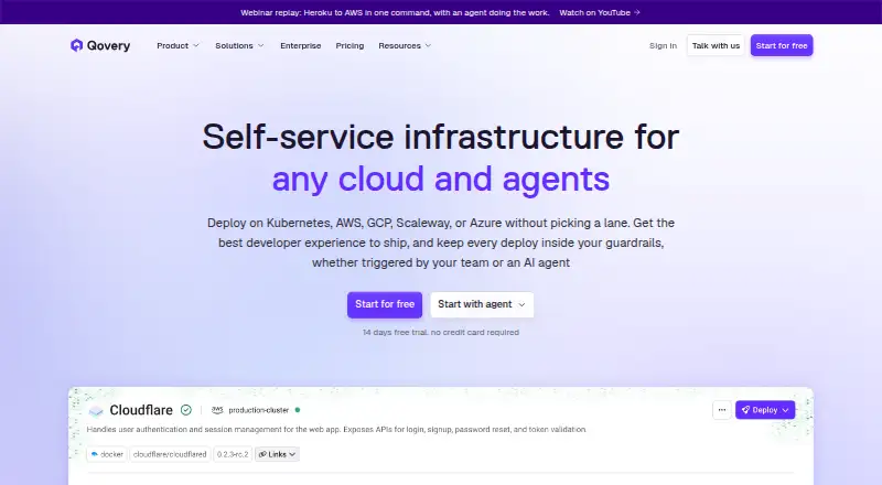 The Qovery homepage