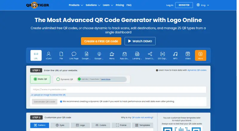 The QR TIGER homepage