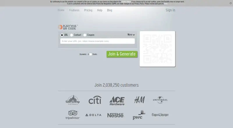 The Kaywa QR Code homepage