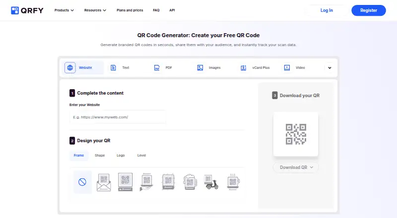 The QRFY homepage