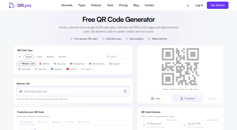 The QRLynx homepage