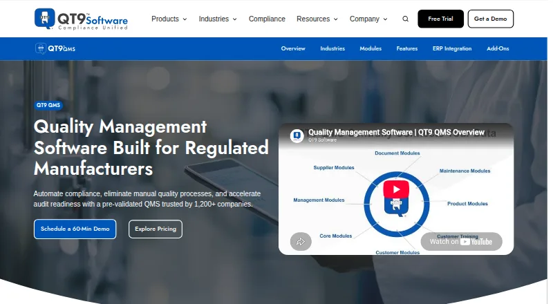 The QT9 QMS homepage
