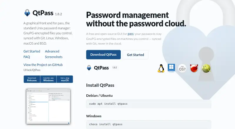 The QtPass homepage