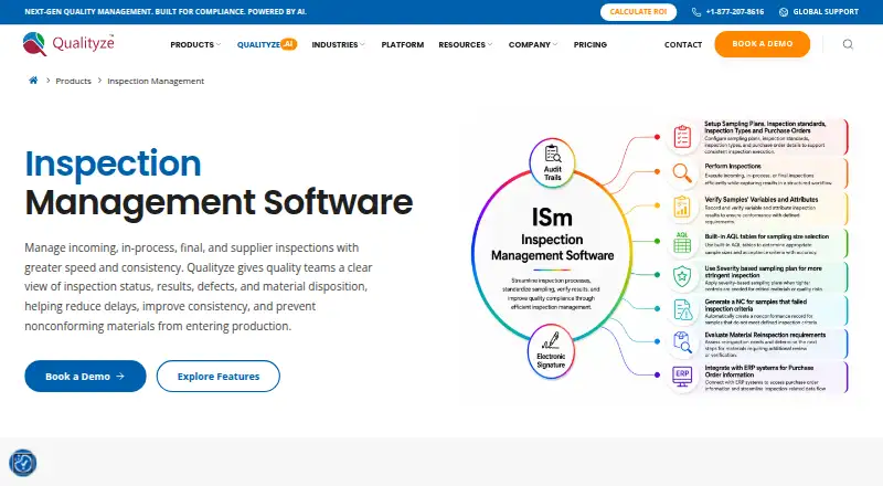 The Qualityze Inspection Management homepage